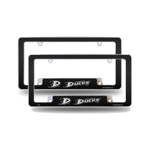 Anaheim Hockey Ducks (Set of 2) Chrome Metal License Plate Frames with Carbon Fiber Design
