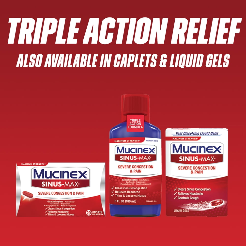 Mucinex Sinus-Max Adult Liquid Severe Congestion Relief, 6 oz {Pack of 6}