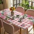 thumbnail image 3 of Pink Spring Floral Table Cloths for 3 Foot Rectangle Tables, Watercolor Flowers Butterfly Checkered Patio Waterproof Elastic Fitted Tablecloths, Washable Rectangular Table Cover for Camping, 3 of 8