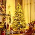 thumbnail image 3 of Costway 7ft Pre-lit Hinged Artificial Christmas Tree w/Pine Cones & Red Berries, 3 of 10