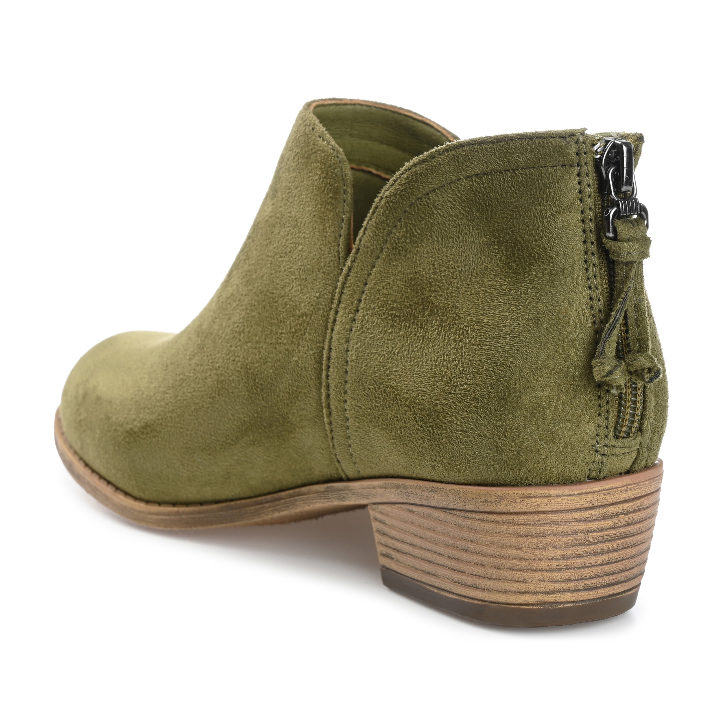 Journee Womens Livvy Back Heel Zip Stacked Heel Booties, Widths Available