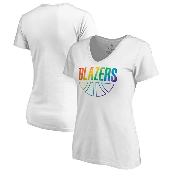 Women's White Portland Trail Blazers Team Pride Wordmark V-Neck T-Shirt