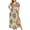 thumbnail image 4 of haozzaw Womens Plus Size Summer Dresses 2025 Party Boho Print Maxi Long Dress V-Neck Short Sleeve Dresses for Wedding Guest, 4 of 9