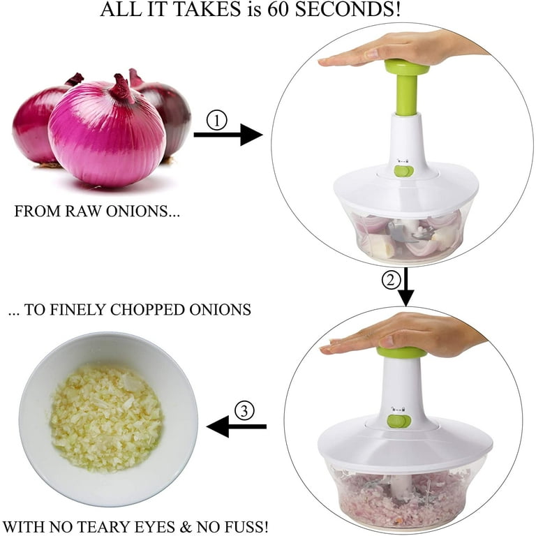 Brieftons Express Food Chopper: Large 8.5-Cup, Quick & Powerful Manual Hand  Held Chopper to Chop & Cut Fruits, Vegetables, Herbs, Onions for Salsa,  Salad, Pesto, Hummus, Guacamole, Cole 
