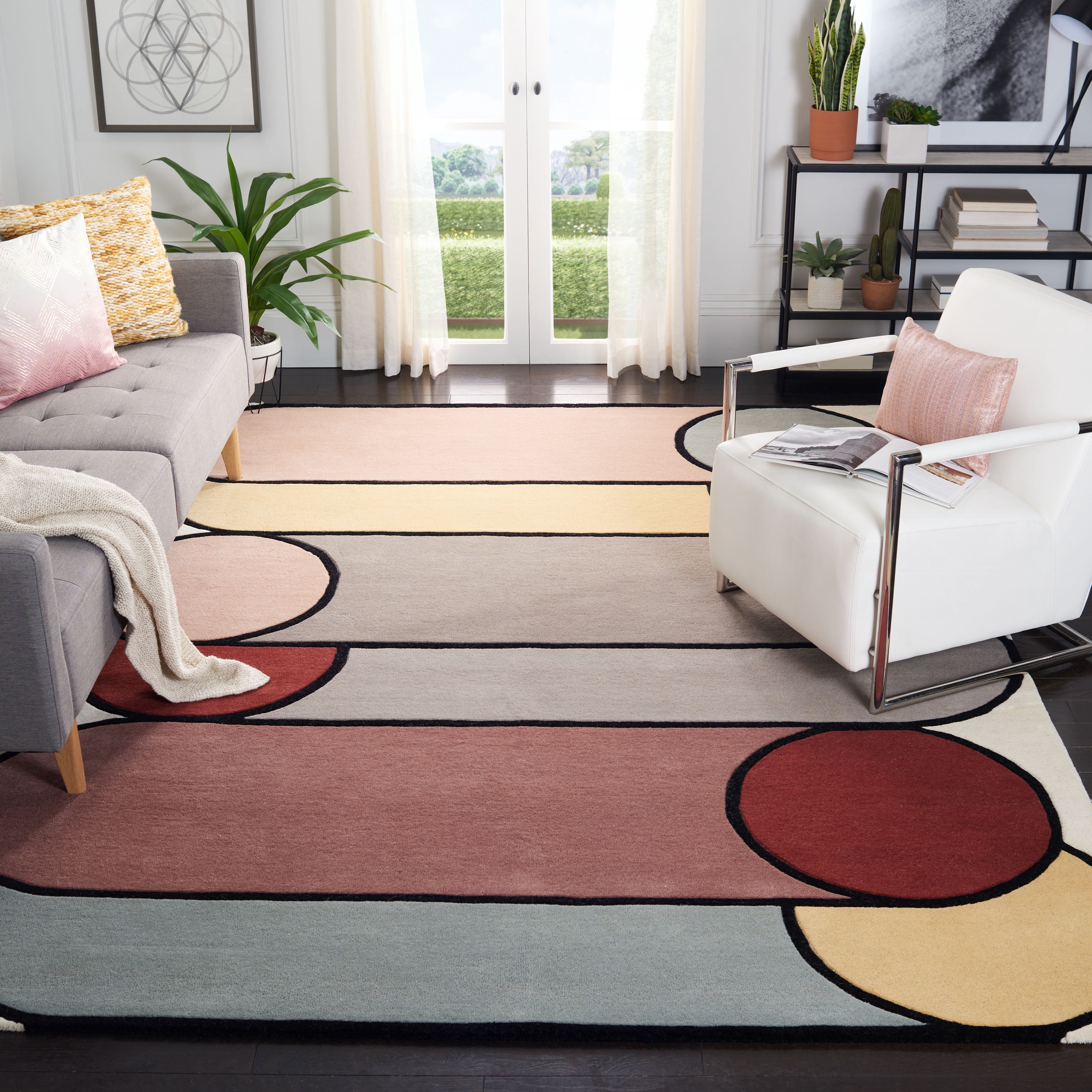 SAFAVIEH Fifth Avenue Wesley Abstract Area Rug, Ivory/Multi, 7' x 7' Square