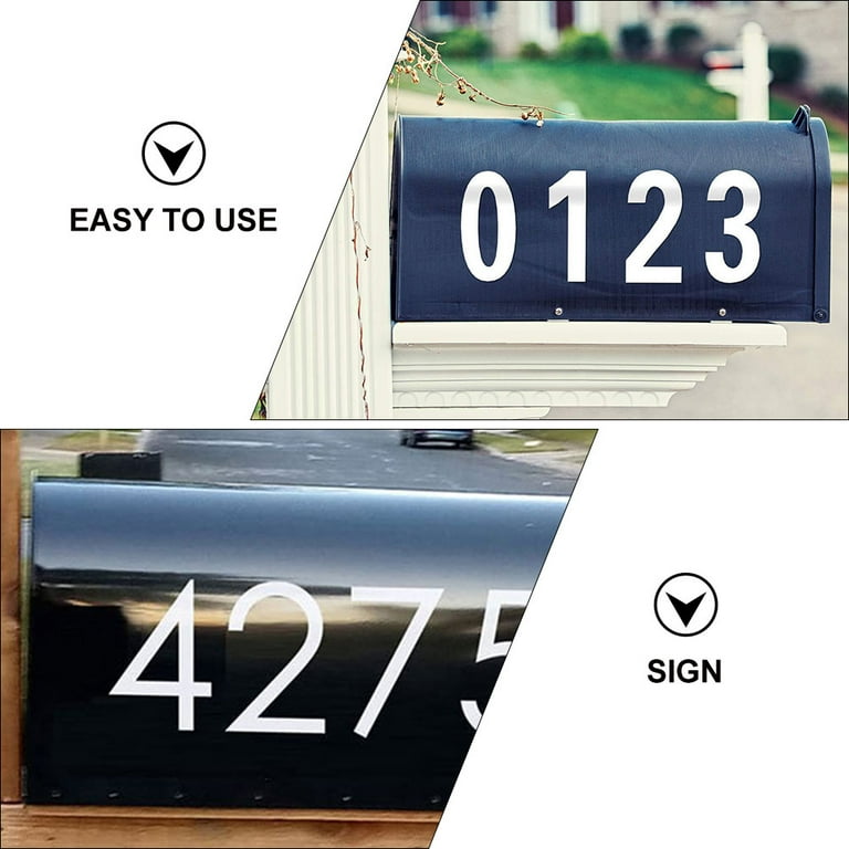 4 Inch Reflective White Mailbox Numbers - Self Adhesive Vinyl Stickers, Waterproof, 44 Pieces