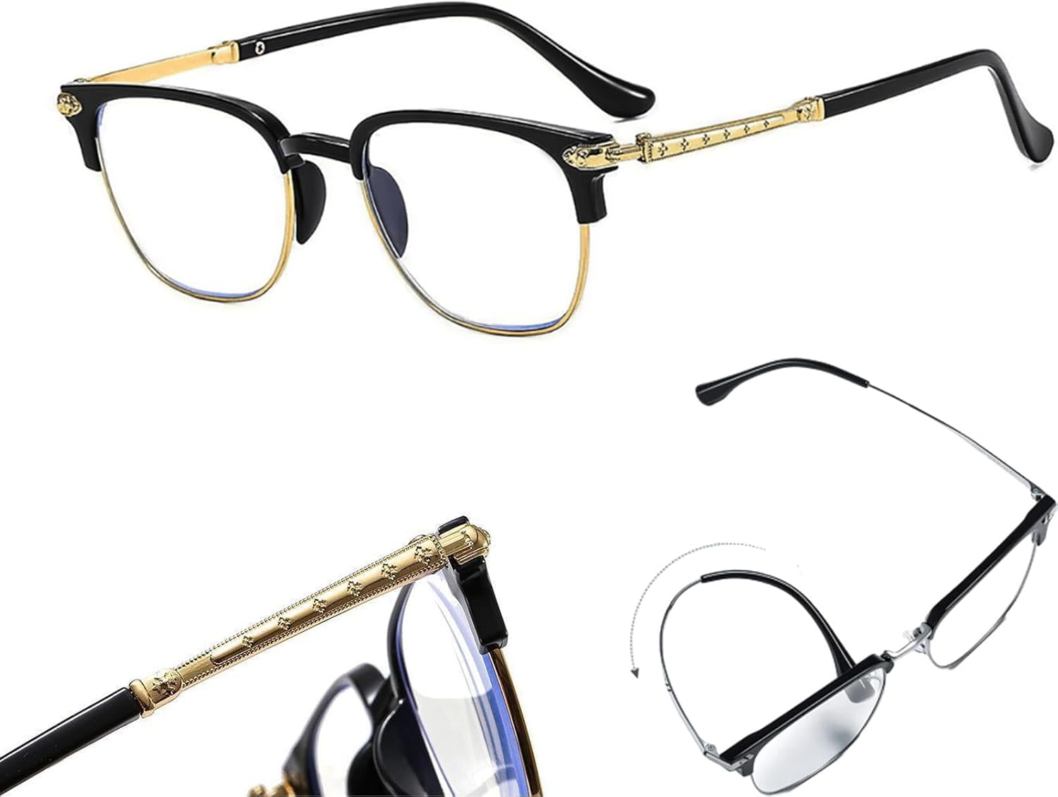 Cat Ears Round Metal Frame Anti Eyestrain Computer Glasses Student