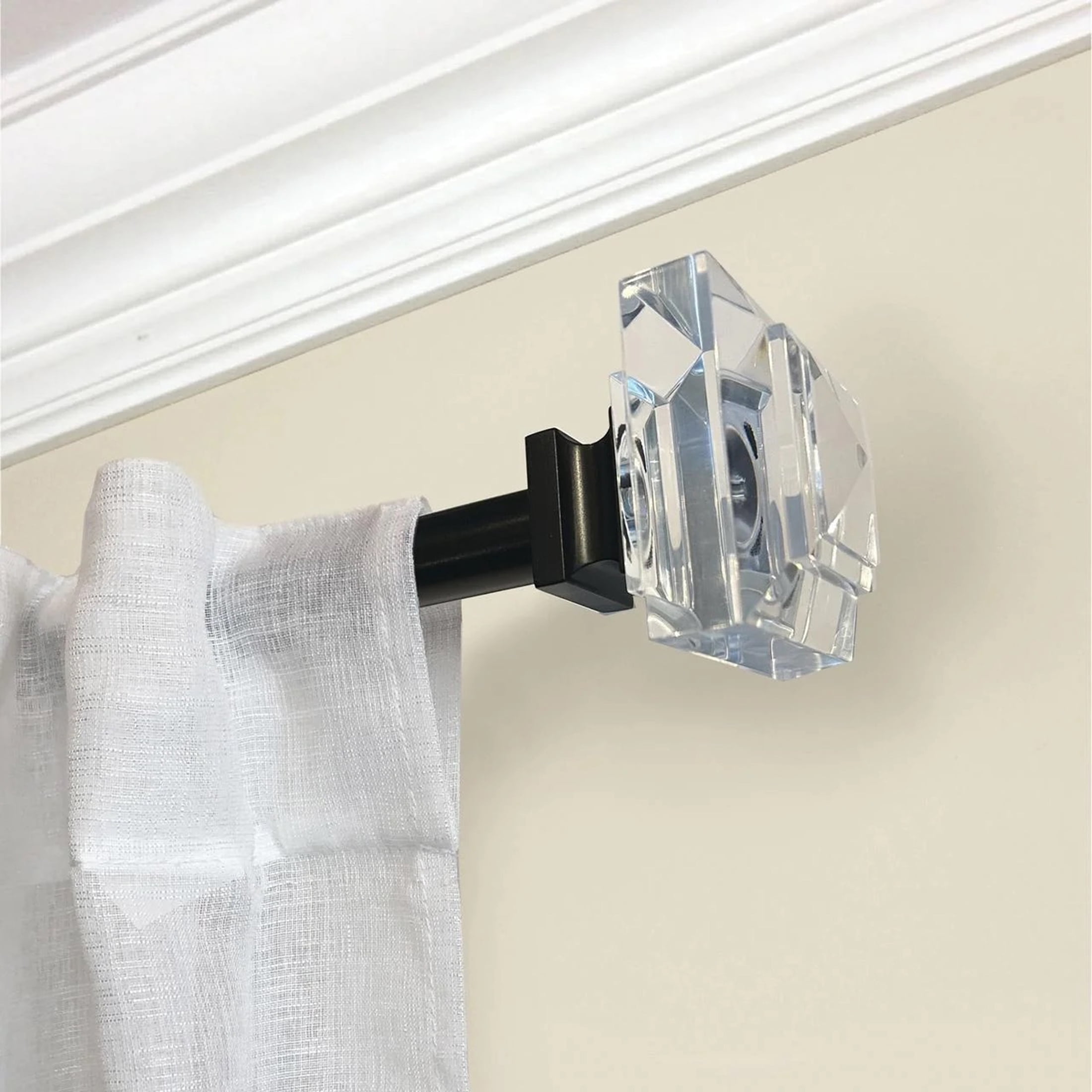 Mainstays 3/4" Acrylic Square Adjustable Single Curtain Rod, 30-84", Black
