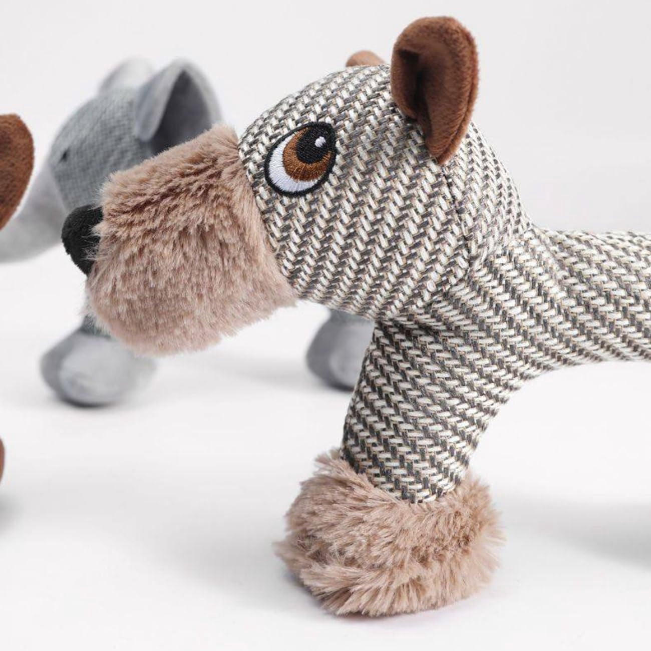 Companions Dog Toy - Squeaky Linen Chew Animal, Sturdy Indestructible Plush for Boredom & Anxiety Relief (Dog)-dh