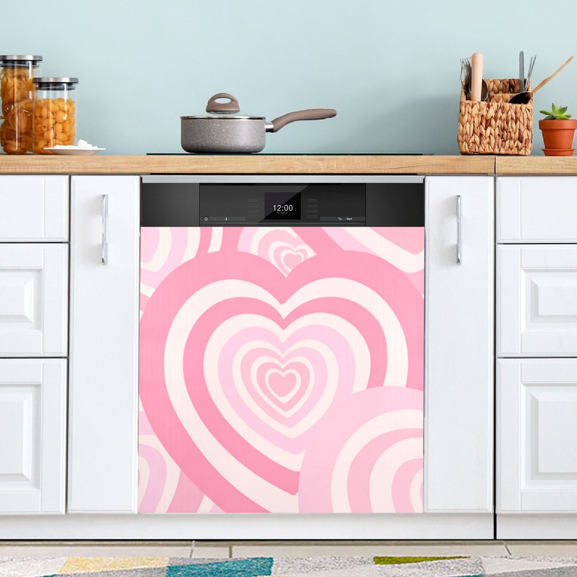 IAUYY Magnetic decorative sticker - 23x26 Inch PVC Refrigerator Decorative Cover, Removable DIY Art for Kitchen Appliances Delicate Pastel-colored Heart