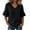 Black-G1, variant on Women's Linen Blend V-Neck Blouse Flounce Ruffle Sleeve Solid Blouse with Side Button Detail Loose Casual Summer Top