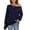 Navy Blue, variant on Asklazy Women's Long Sleeve Crew Neck Knitted Pullover Sweater,Khaki,S