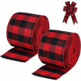thumbnail image 4 of Dsseng 19.6 Yards Red and Black Plaid Fabric Ribbon  2.5 Inch  for Gift Wrapping  Christmas Tree Decoration  Non-Waterproof  Cloth Surface Compatible, 4 of 7