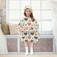 thumbnail image 7 of Dailycode Wearable Blanket Hoodie Oversized Sherpa Flannel Blankets with Pocket for 3-14 Year Old Colorful Heart, 7 of 7