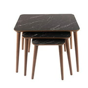 Context Modern Nesting Table Set of 3 - Black Marble