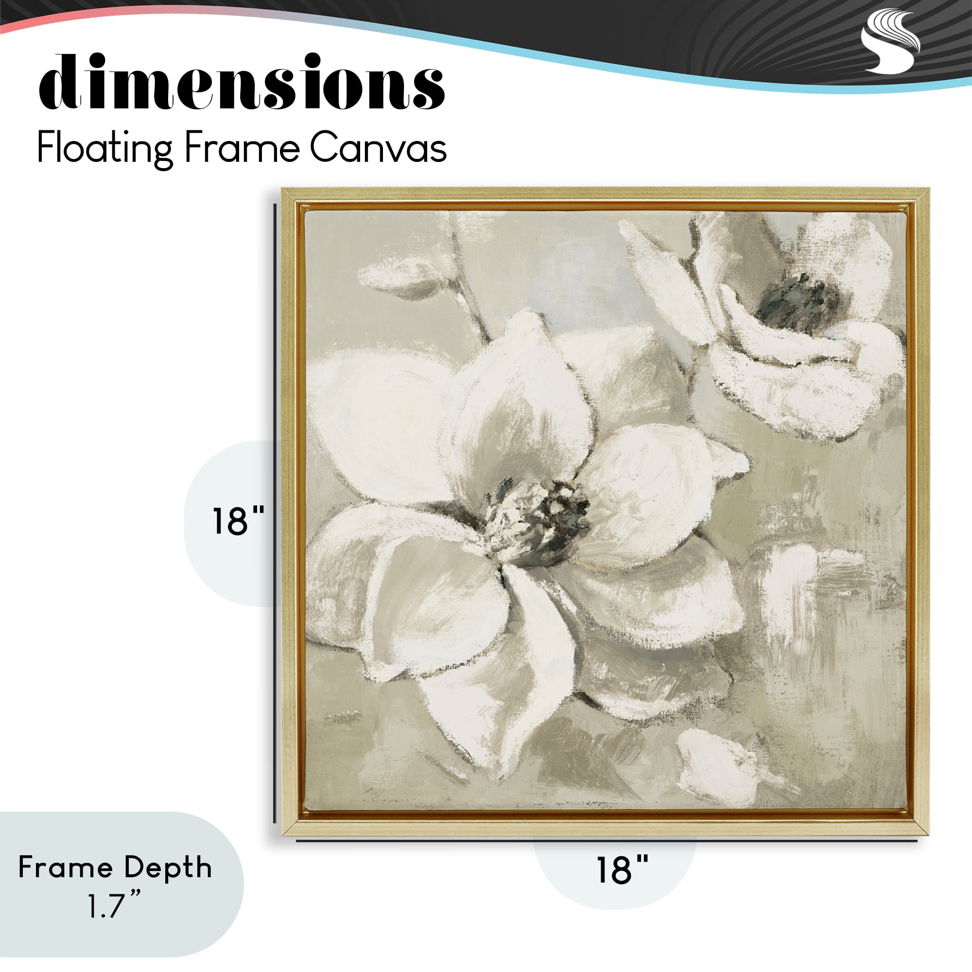 Stupell Industries Magnolias After Rain Gold Framed Floater Canvas Wall Art, design by Lanie Loreth