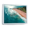 thumbnail image 2 of Designart "Aerial View of Beach in Blue and Pink IV" Beach Framed Wall Art - Coastal Pink Beach & Ocean Entryway Framed Wall Art Print, 2 of 6
