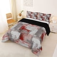 thumbnail image 2 of Homewish Red Geometric Plaid Queen Comforter Set,Retro Abstract Comforter Sets Queen,Black Reversible,3pcs,1 Comforter and 2 Pillowcases, 2 of 7