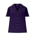 thumbnail image 7 of WRKEKC Short Sleeve Shirts for Women, Summer T-Shirts for Women, Women's Short Sleeve Lapel Collar V-Neck Solid Color Button-Down Casual Shirt Tops, 7 of 7