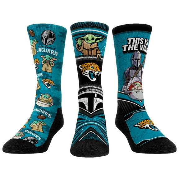 Unisex Rock Em Socks Jacksonville Jaguars 3-Pack Mandalorian Crew Socks