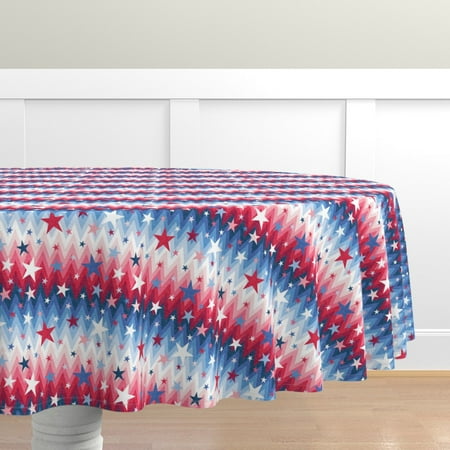 

Cotton Sateen Tablecloth 90 Round - Ombre Stars Stripes Independence July Patriotic Zigzag Day 7 0 0 American Print Custom Table Linens by Spoonflower