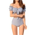thumbnail image 1 of Women Multi Color Sexy Solid Color High Waist Split Swimsuit Bikini, 1 of 5