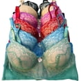 thumbnail image 1 of Iheyi 6 pcs Underwired Full Cup Eyelet Crochet Bustier Push up Longline Bra (38C), 1 of 6