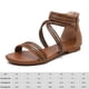 thumbnail image 2 of Sandalias planas romanas de verano con puntera abierta sandalias de playa con tiras zapatos para caminar para mujer, 2 of 9