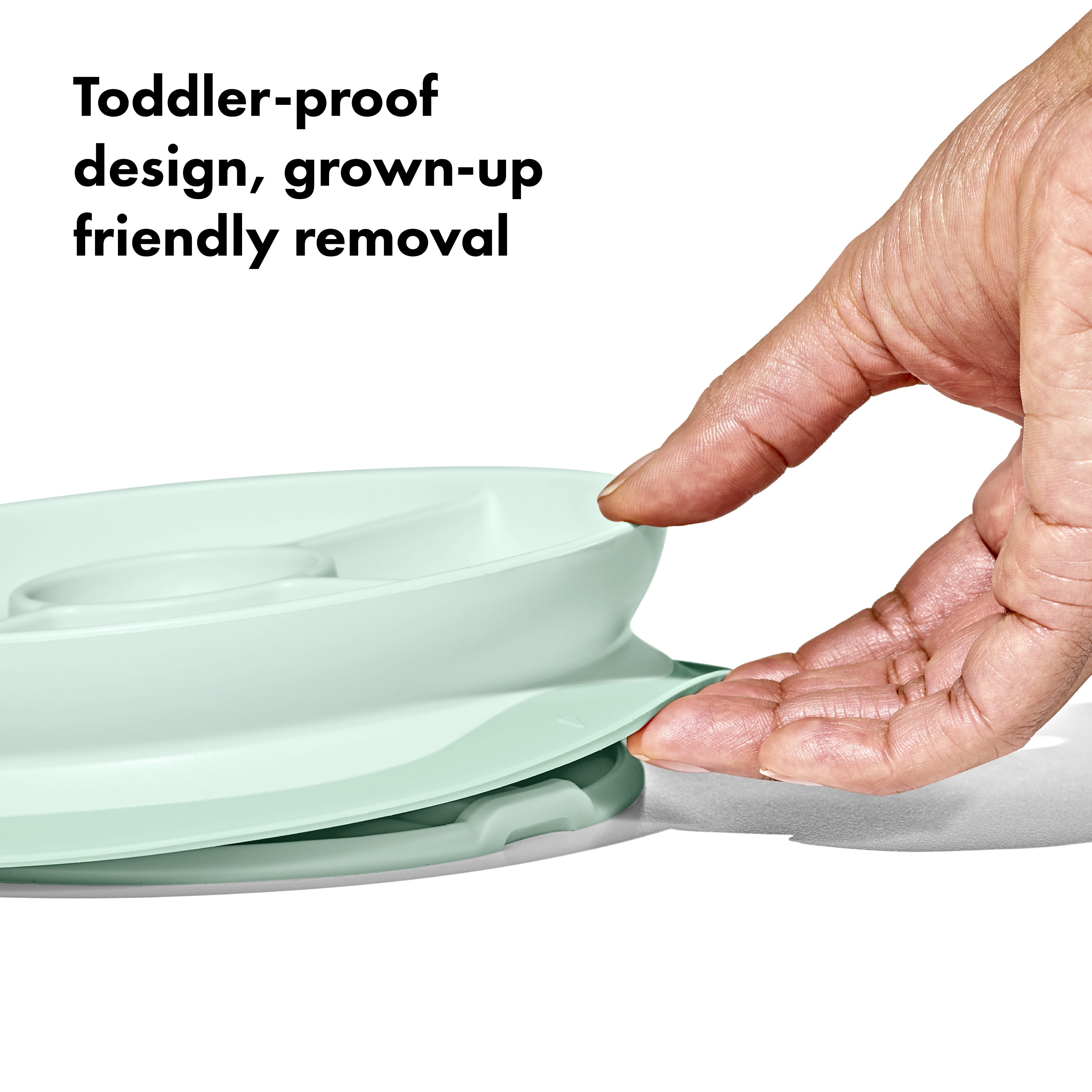 OXO Tot Baby and Toddler Stick and Stay Suction Divided Plate for 6+ Months, Opal