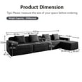 thumbnail image 3 of Modular Sectional Cloud Couch, 153.5'' Boneless Couch Sofa with Deep Seat, Corduroy Modern Sofa for Living Room, No Assembly, L-Shaped, Black, 3 of 8