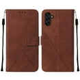 thumbnail image 2 of ELEHOLD for Samsung Galaxy A14 5G Embossed Wallet Case, Card Slots Magnetic Clasp Hand Strap Kickstand Function Wireless Charging Shockproof Business PU Leather Flip Folio Cover Case,Brown, 2 of 6