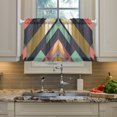 thumbnail image 2 of Yayeee Kitchen Curtains Tier Pair Light Filtering 27"x24" Rod Pocket Short Cafe Window Panel, Green Geometric, 2 of 7