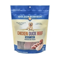 Golden Rewards Chicken, Duck and Beef Premium Variety Dry Jerky Treats for Dogs, 24oz bag