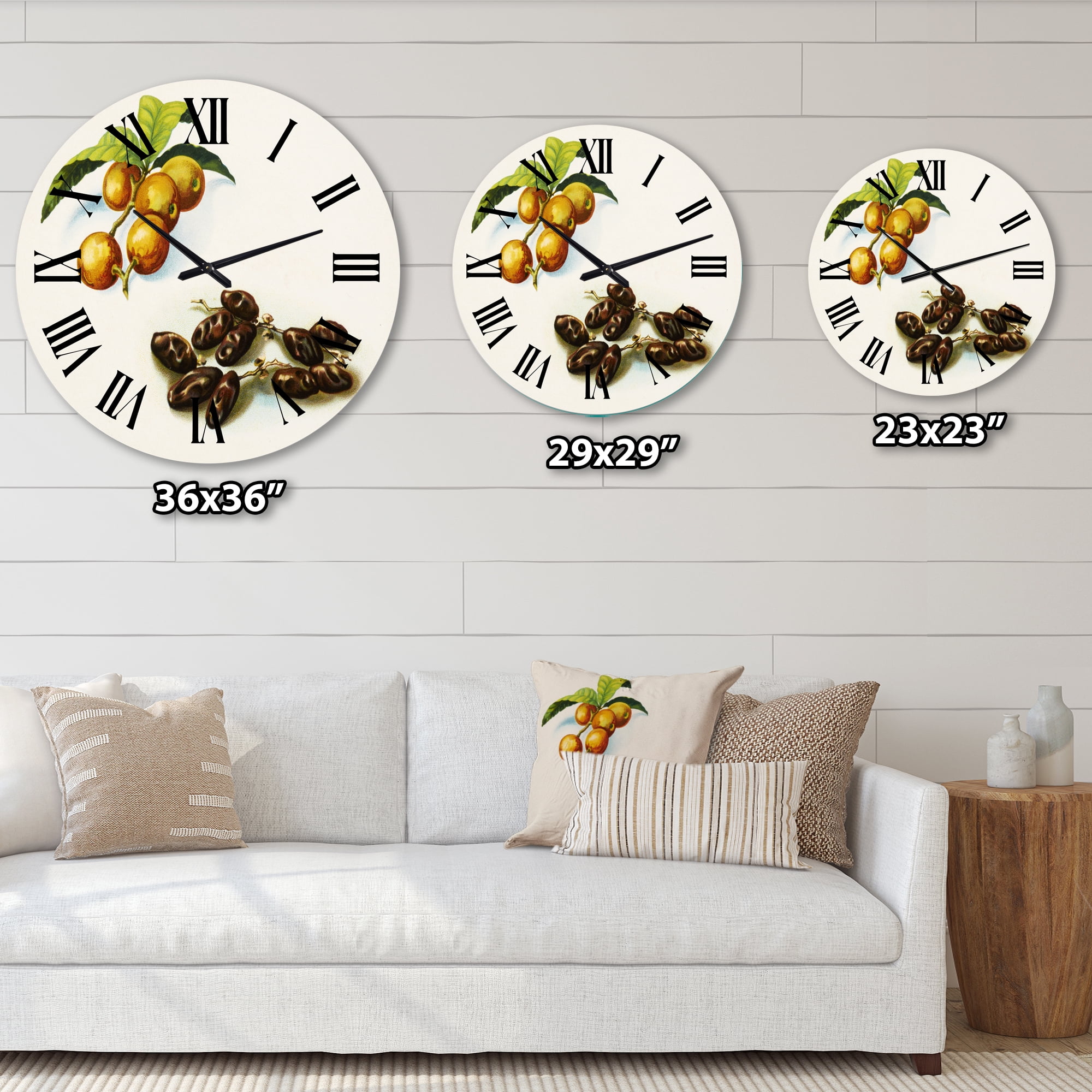Designart 'Vintage Fruits Iv' Farmhouse Wall Clock