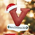 thumbnail image 2 of Luoshdecor Christmas Letter Ornaments 2025,Personalized Initial White Glitter Letters Hat Ornaments,Merry Christmas Pendant for Xmas Tree Wedding Home Decor (V), 2 of 6