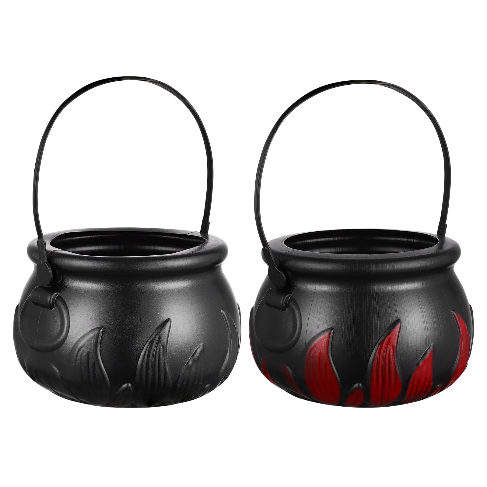 NUOLUX Halloween Candy Buckets Trick Or Bucket Treating Black Cauldron Pot Plastic Treat Kids