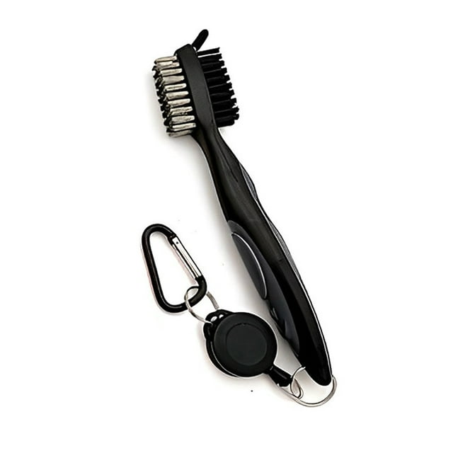 serony Golf Club Brush Replacement Solid Color Double-sided Ball Shoe Brushes Cleaning Tool Accessories with Carabiner Grey Lidless 1Set