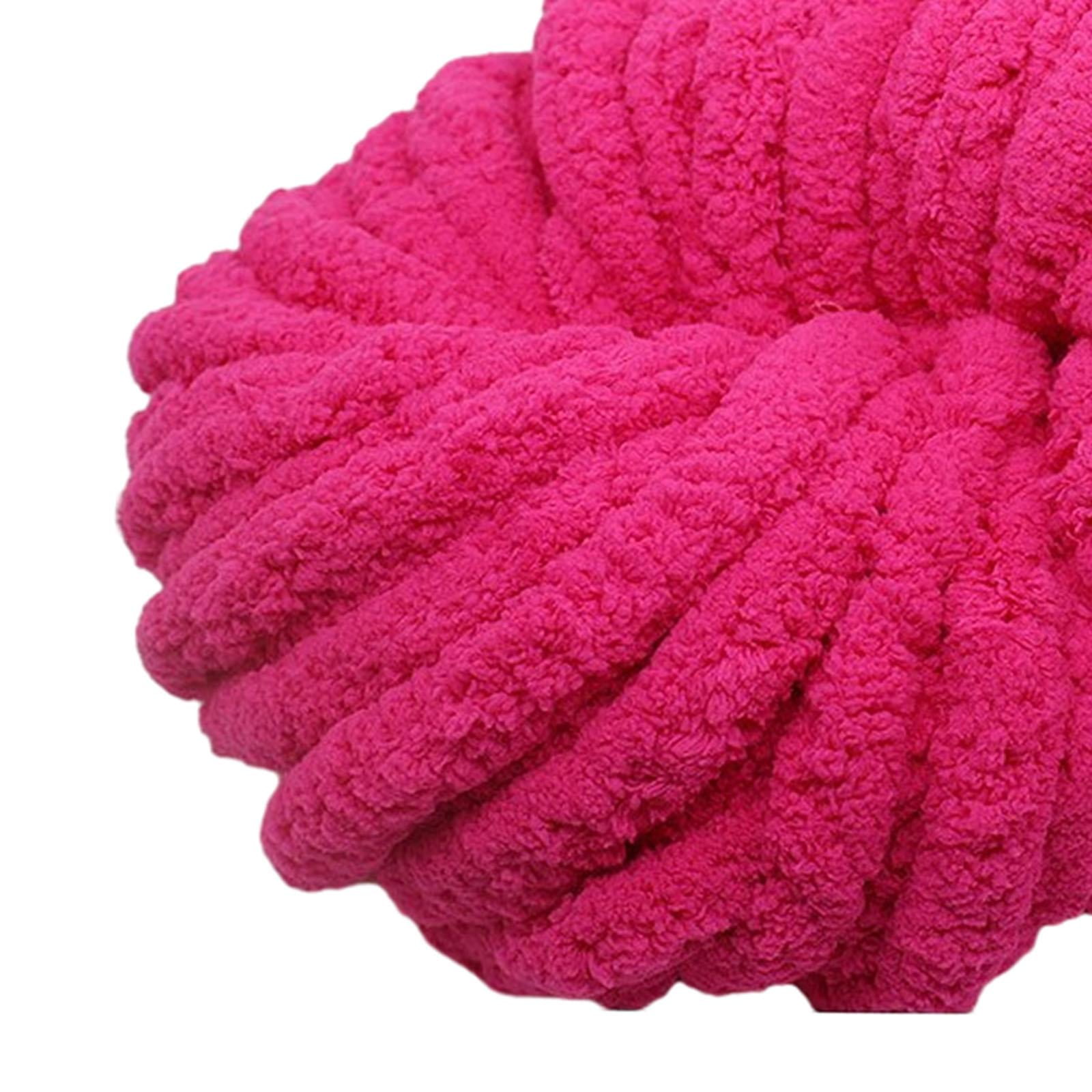 Abbraccia Chunky Chenille Yarn Acrylic Fibers Gauge 7 Jumbo Giant Washable Bulky Yarn Thick Yarn for Sofa Throw Crocheting Hat Blanket Rose Red