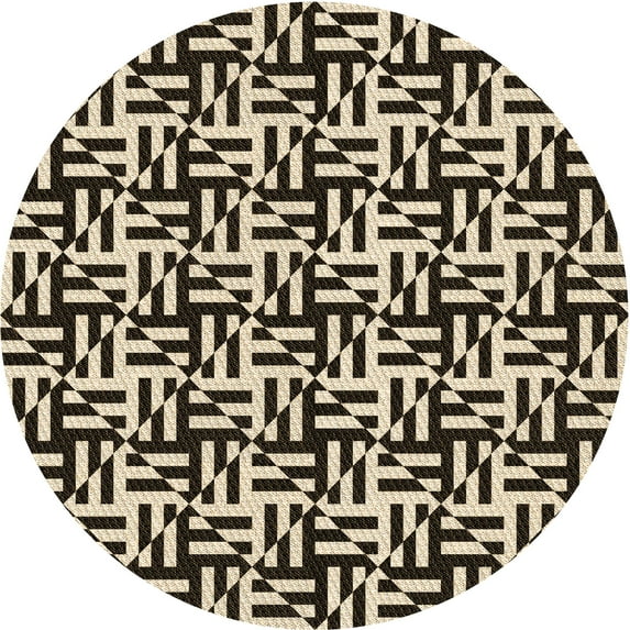 Ahgly Company Indoor Round Patterned Midnight Gray Area Rugs, 5' Round