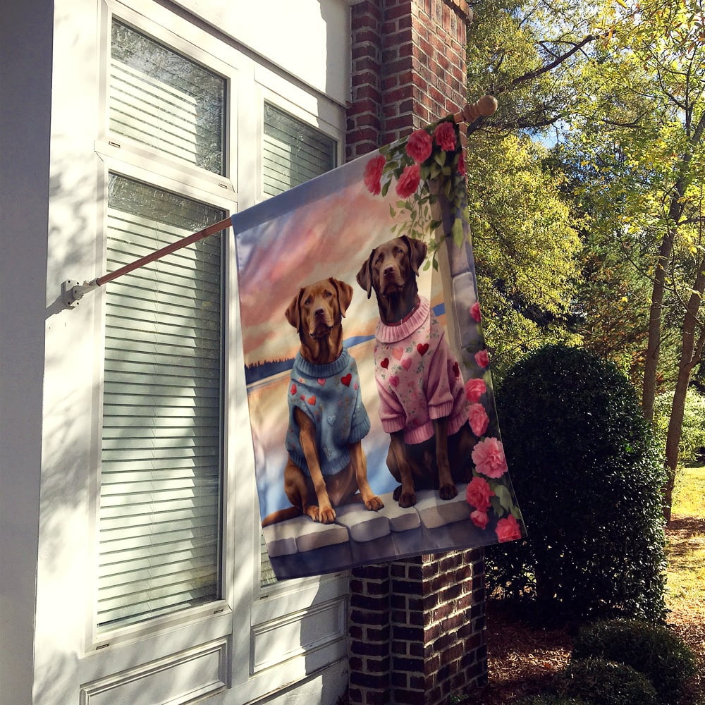 Chesapeake Bay Retriever Two Hearts House Flag 28 in x 40 in