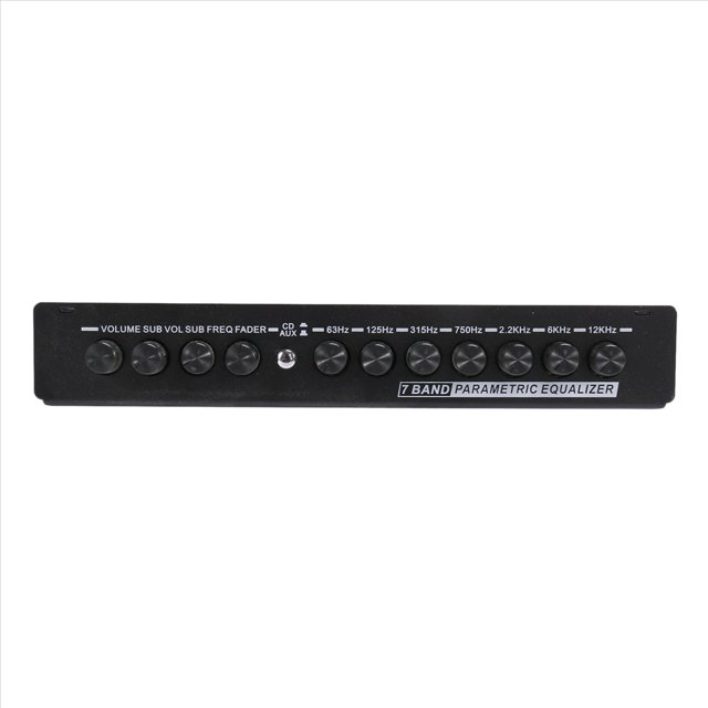3X Ecualizador de Audio para AutomóVil de 7 Bandas, Ecualizador GráFico Ajustable para Amplificador de AutomóVil EQ de 7 Bandas con Interruptor de SeleccióN Entrada CD/AUX, Negro