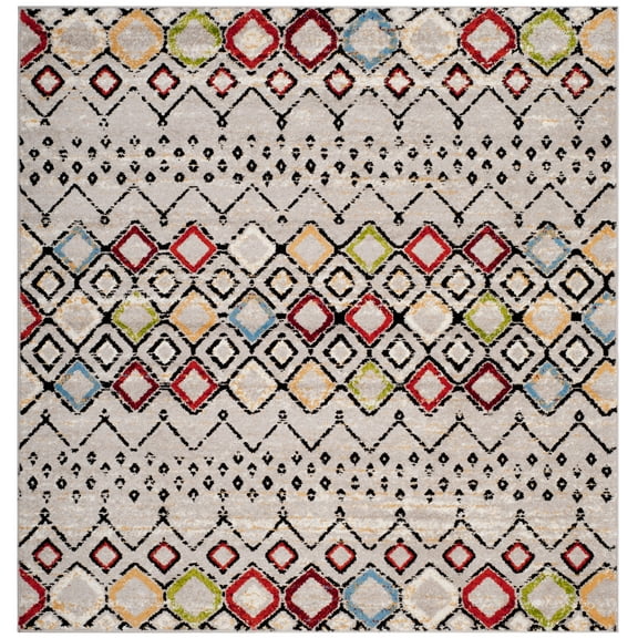 Safavieh Amsterdam Gladwin Geometric Area Rug, Light Grey/Multi, 12' x 12' Square