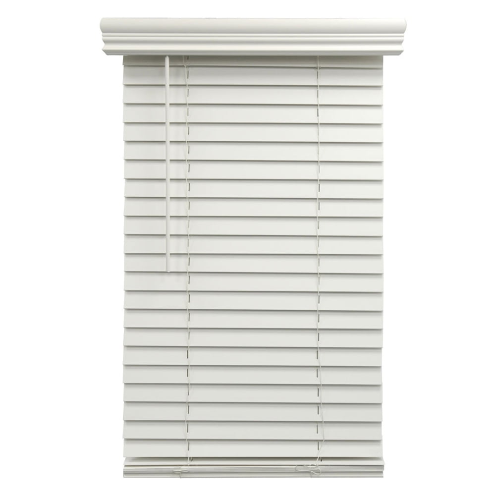 Kepooman 29.5" W X 60" H Indoor Faux Wood Venetian Horizontal Blinds, Shade for Living Room Bedroom Study Room, White
