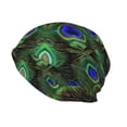 thumbnail image 2 of Fuzoiu Peacock Feathers Print Winter Beanie Hat for Men & Women,Warm Knit Cap,Women Windproof Watch Hat,Knit Warm Unisex Beanie, 2 of 7
