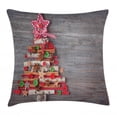 thumbnail image 1 of Christmas Throw Pillow Cushion Cover, Abstract Cloth Style Tree Concept with Buttons Star Tree Topper Wooden Backdrop, Decorative Square Accent Pillow Case, 20 X 20 Inches, Multicolor, by Ambesonne, 1 of 2