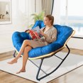 thumbnail image 5 of Lisonu Ultra-Plush Rattan Rocking Chair with Deep Cushion, Ergonomic Lounge Chair for Patio, Balcony & Living Room, 450LB Capacity, Dark Blue, 5 of 11