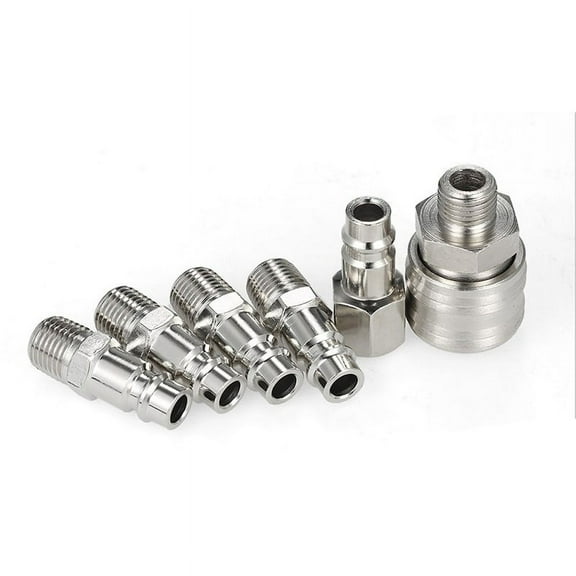 6Pc Set 1/4 Inch Bsp Air Line Hose Compressor Fitting Connector Coupler Adapter