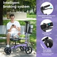 thumbnail image 2 of COSYWILL Steerable Knee Scooter,Economy Knee Walker,All Terrain Foldable Medical Scooter for Foot Injuries Crutches Alternative,Purple, 2 of 7
