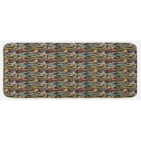 

Animal Kitchen Mat Cartoon Style Fauna of Savannah Giraffe Antelope Zebra Crocodile and Lion Plush Decorative Kitchen Mat with Non Slip Backing 47 X 19 Multicolor by Ambesonne