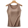 thumbnail image 1 of Ropa interior térmica para mujer Tops chaleco superior, chaleco de capa base cálida, color caqui, 1 of 8